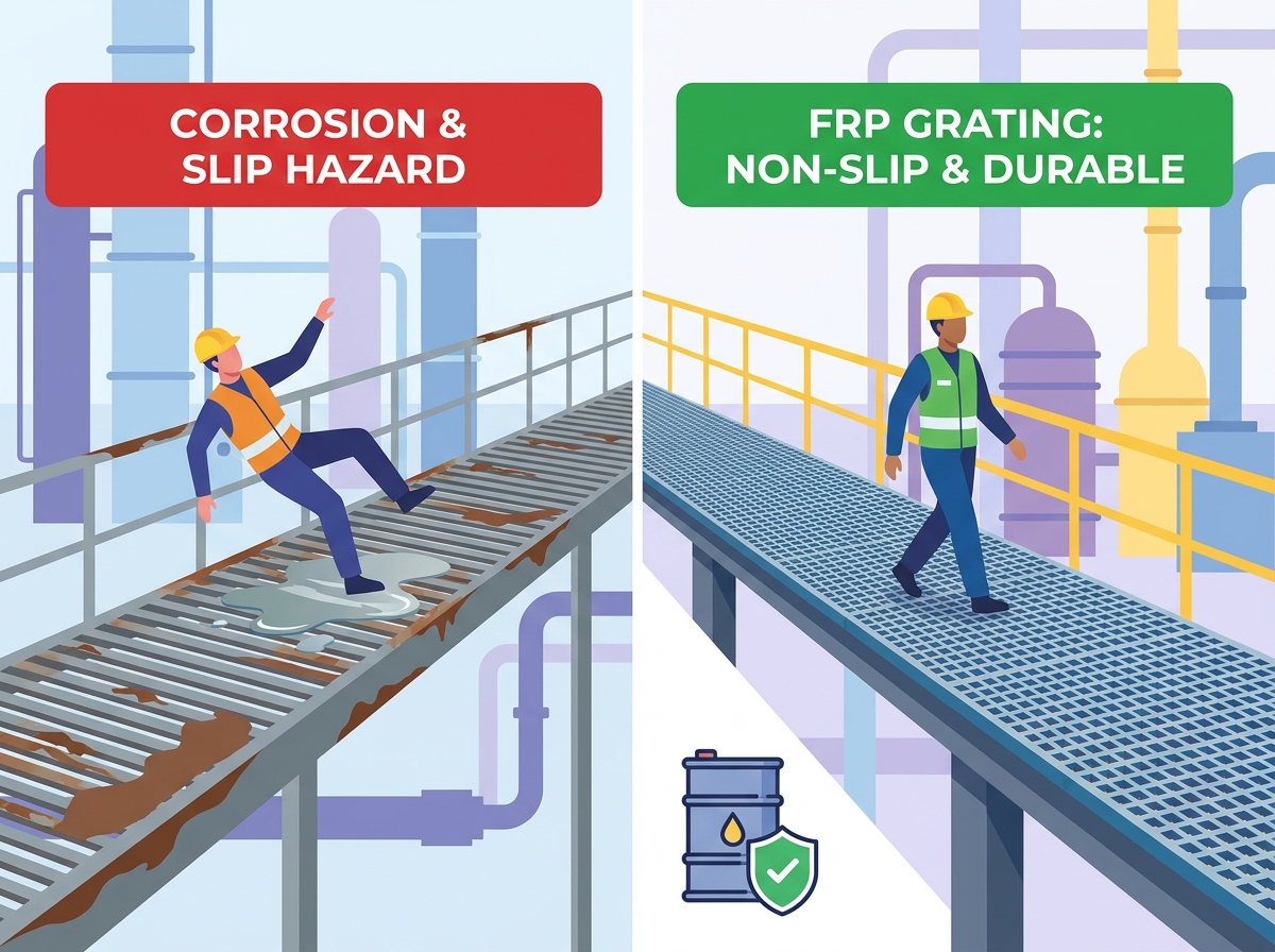 FRP grating for chemical plants